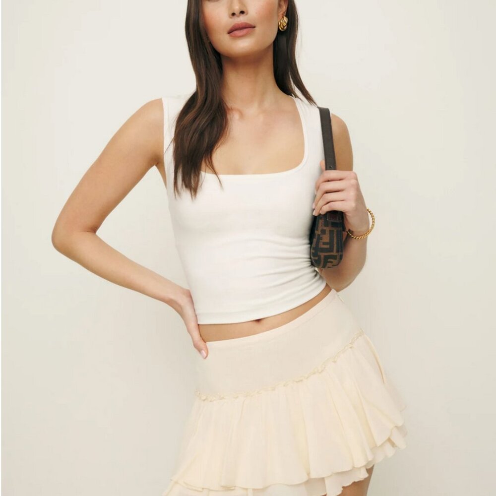 Reformation Adina Low Waist Skirt in Sugar/Cream - size 0